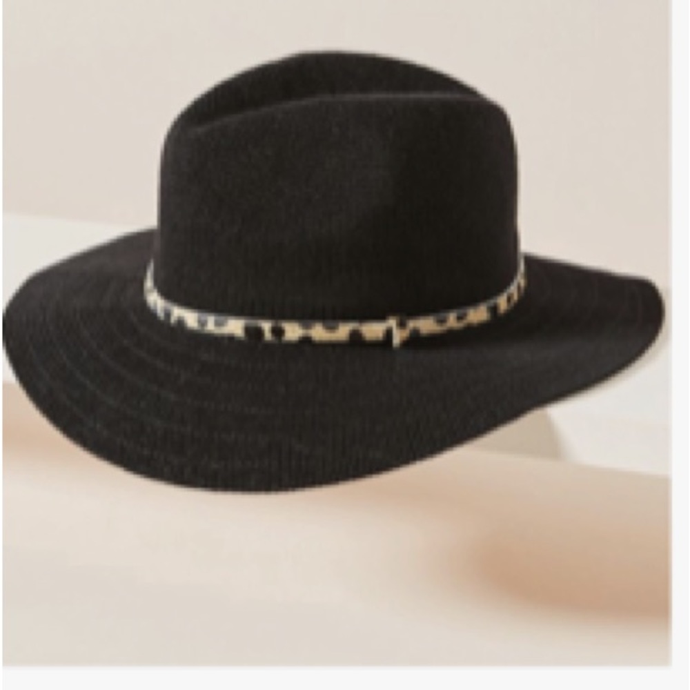 NWT Black Wyeth hat from Anthropologie Spencer Trimmed Fedora